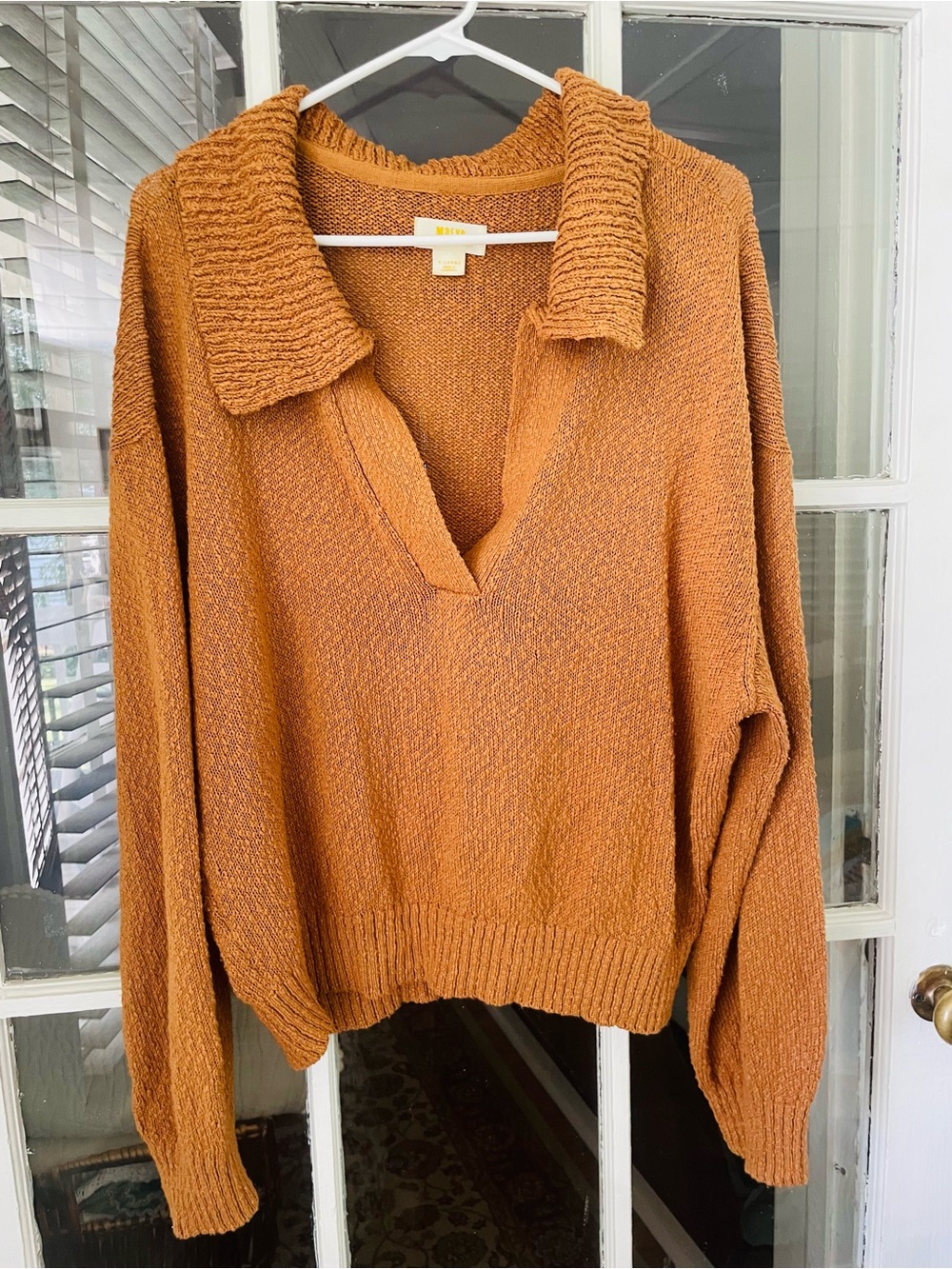 Maeve by Anthropologie Sweater Women’s XL Polo V-Neck Pullover Cotton Blend